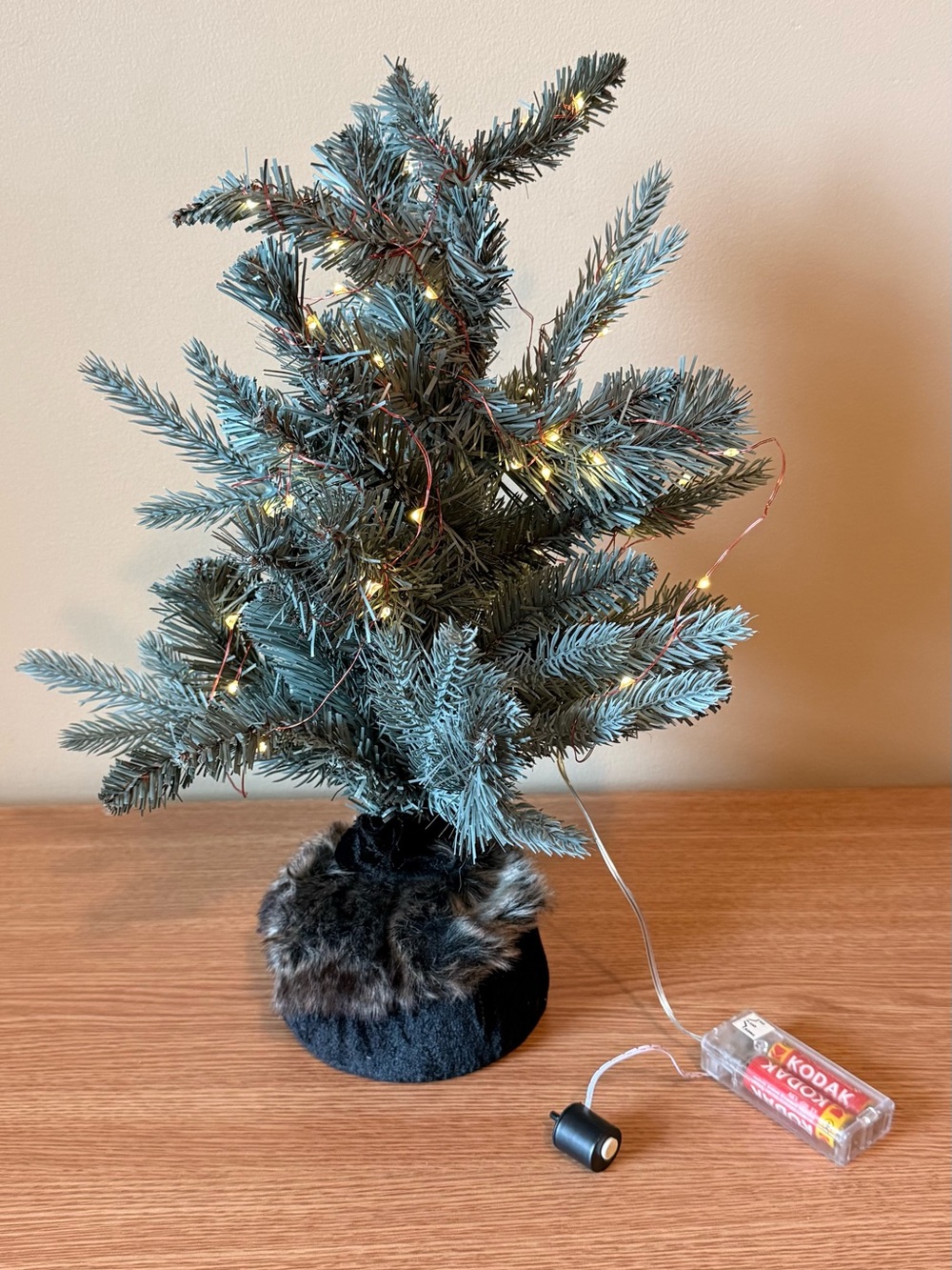 Mini Blue Spruce Tabletop Christmas Tree with Warm LED Lights